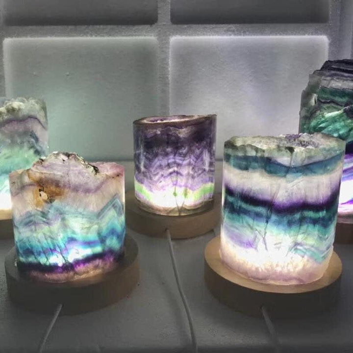Olivenorma Natural Fluorite Cylinder Crystal Lamp - image 9