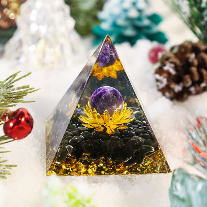 Olivenorma Black Tourmaline with Lepidolite Orgone Pyramid - image 1