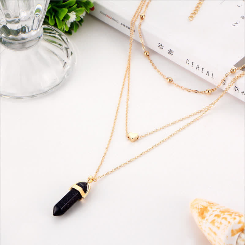 Natural Crystal Hexagonal Gemstone Necklace - image 0