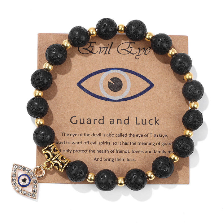 Olivenorma Natural Stone Bead Evil Eye Pendant Bracelet - Evil Eye&Lava Stone - image 39