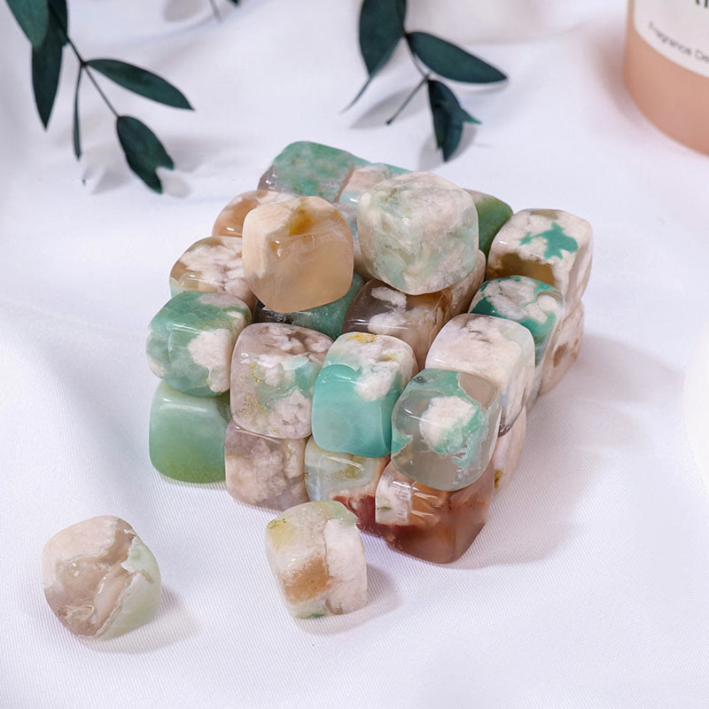 Olivenorma Cherry Blossom Agate Crystal Cube Natural Stone - image 2