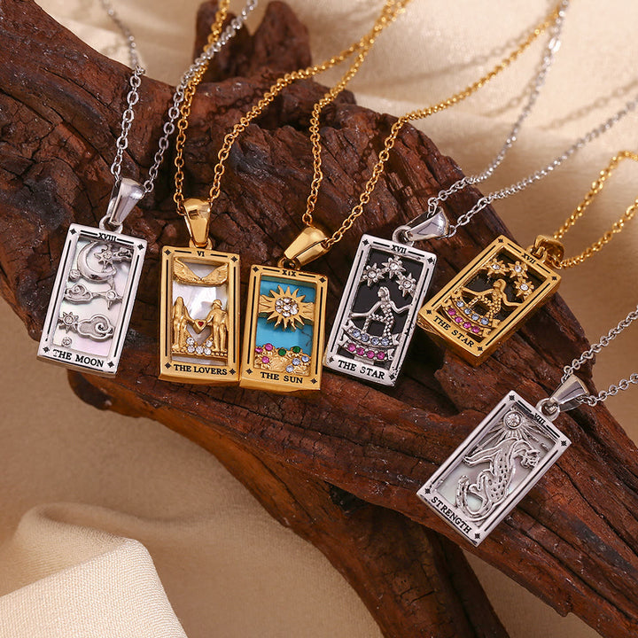 Olivenorma Stainless Steel 18k Gold Plated Tarot Card Necklace - image 0