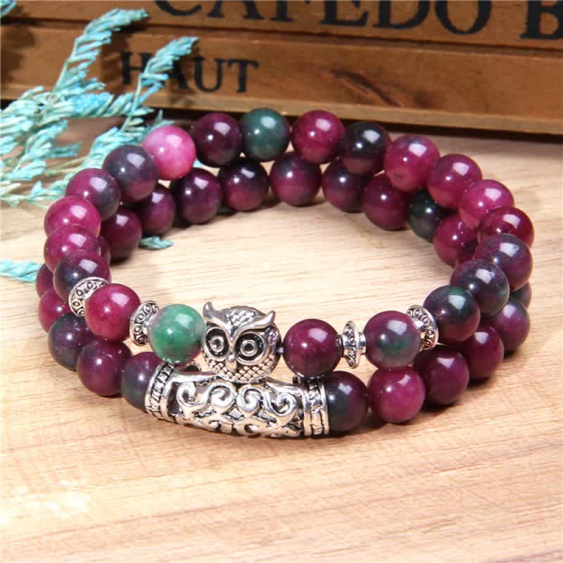 Olivenorma Owl Natural Crystal Beads Bracelet - Ruby Zoisite - image 30