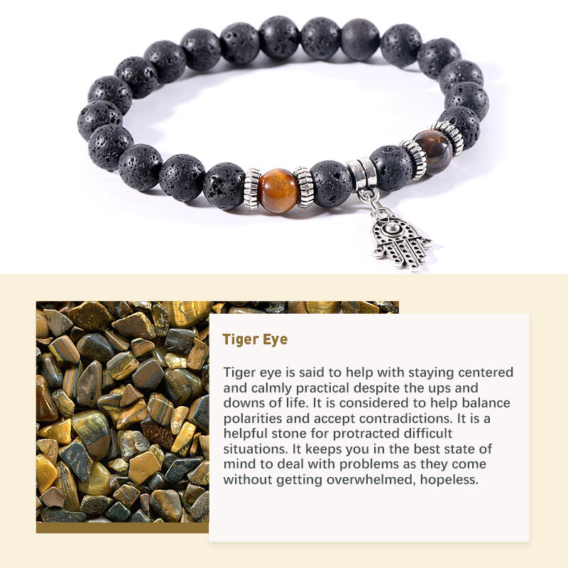 Malachite Tiger Eye Lava Stone Bracelet - Tiger Eye - image 2