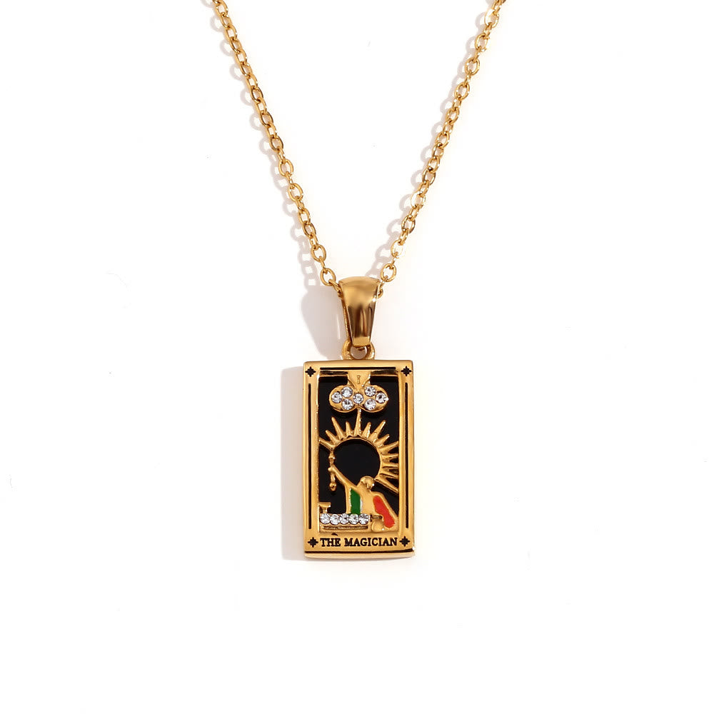 Olivenorma Stainless Steel 18k Gold Plated Tarot Card Necklace - THE MAGICIAN - Golden - image 19