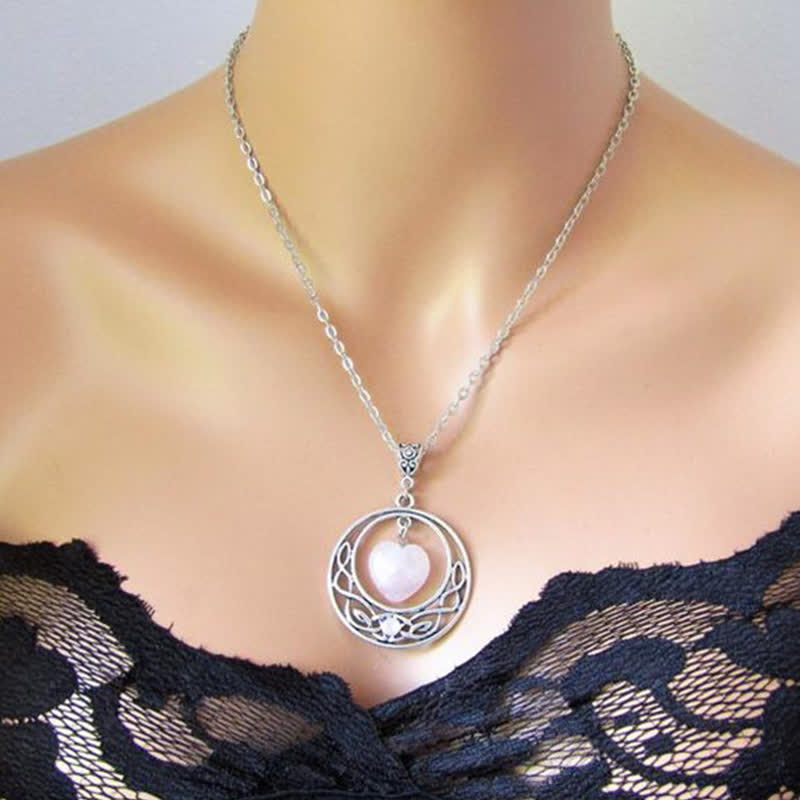 Olivenorma Bohemia Rose Quartz Heart Moon Star Necklace - image 1