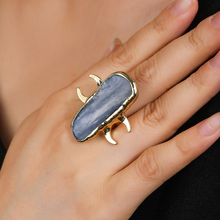 Olivenorma Kyanite Double Moon Healing Adjustable Ring - image 11
