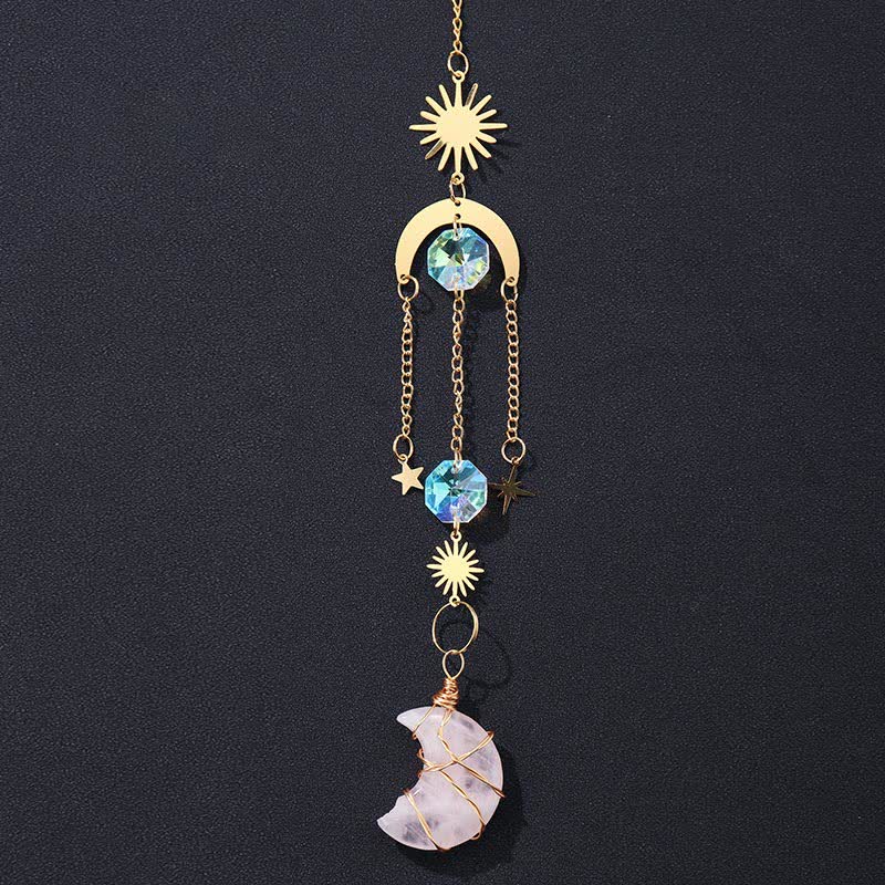 Sun And Moon Crystal Handmade Gemstone Ornament - Rose Quartz - image 3