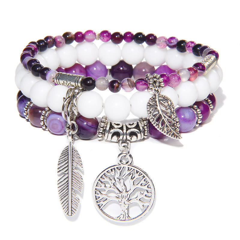 Olivenorma "Nature's Healing Moments" Amethyst Tree Of Life 3 Pieces Bracelet Set  - Amethyst - image 0