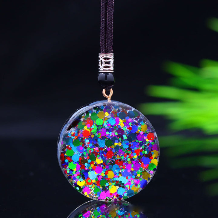 Olivenorma Natural Blue Chalcedony Gravel Epoxy Pendant Necklace - image 4