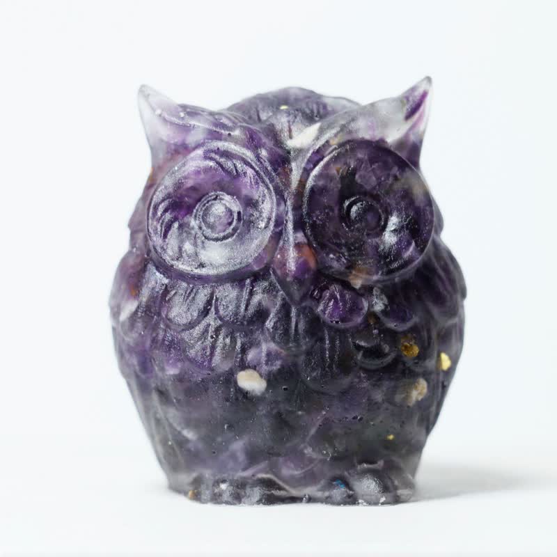 Olivenorma Natural Crystal Cute Owl Gemstone Decoration - Amethyst - image 6