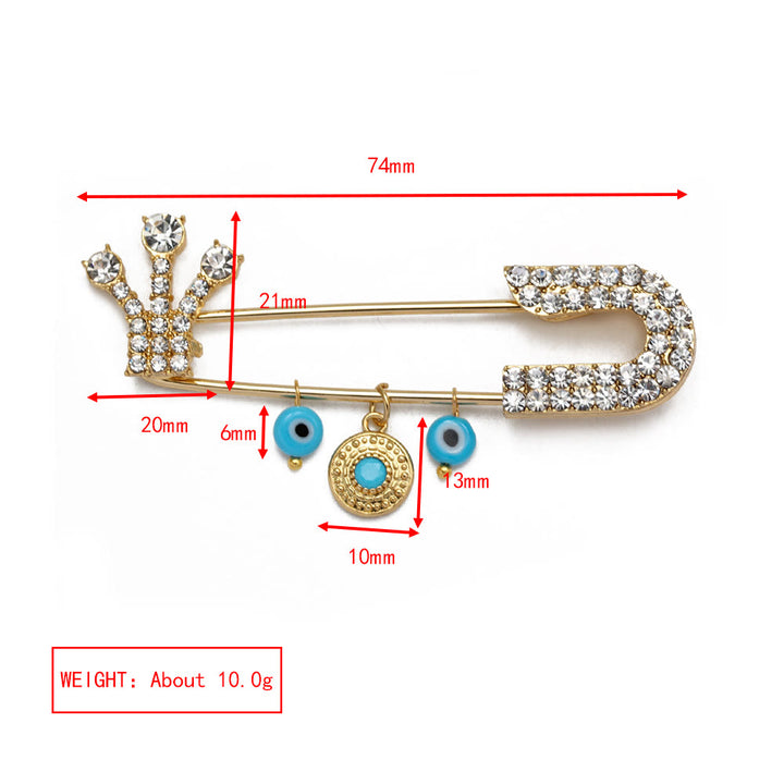 Olivenorma White Zircon Evil Eye Heart Brooch - White Zircon&Evil Eye - image 1