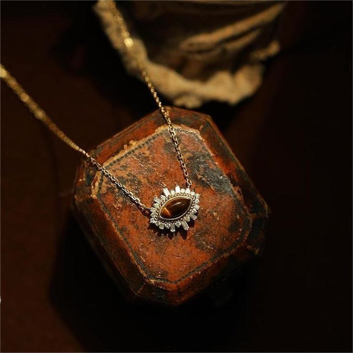 Olivenorma Natural Tiger Eye Palace Style Clavicle Necklace - Tiger Eye - image 0