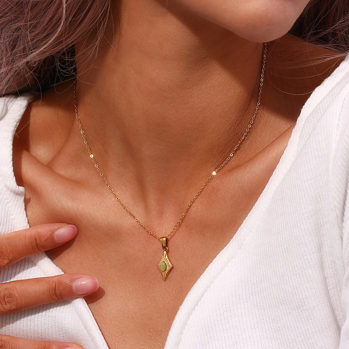 Olivenorma Cat's Eye Pendant Sweater Stainless Steel Necklace - image 13