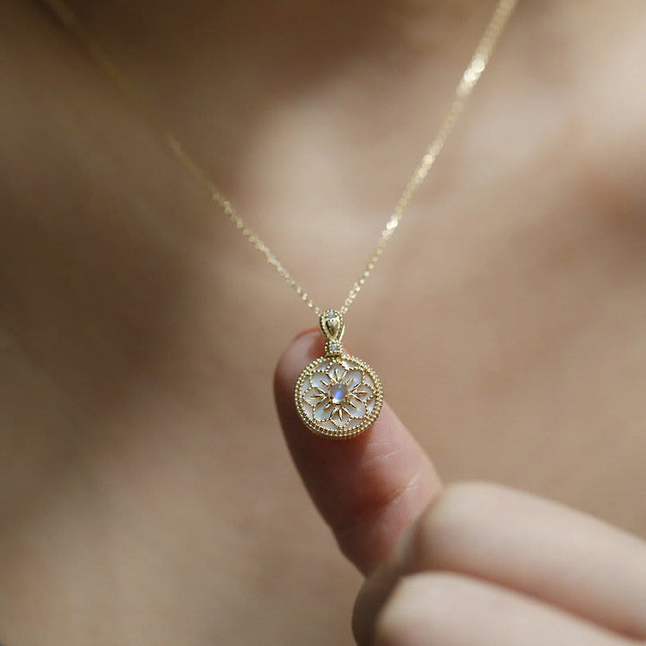 Olivenorma Natural Moonstone Floral Pendant Necklace - image 1