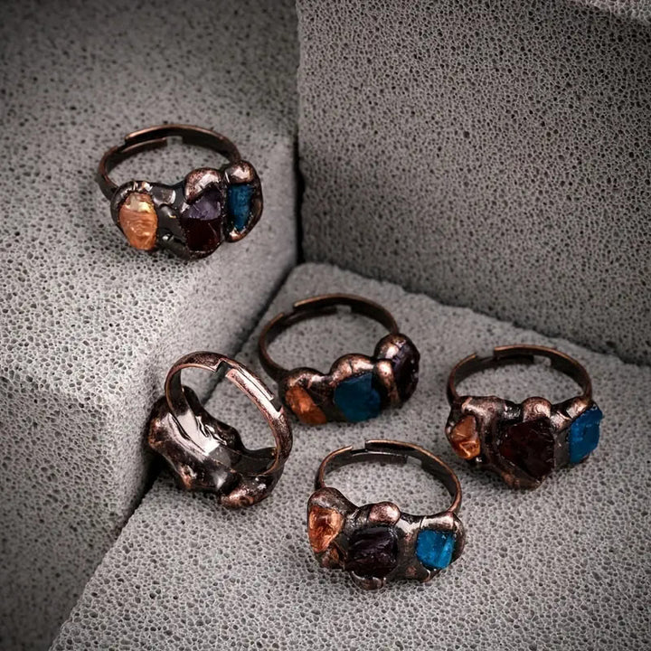 Olivenorma "The Fate" - Retro Random Color 3 Crystal Ring - image 2