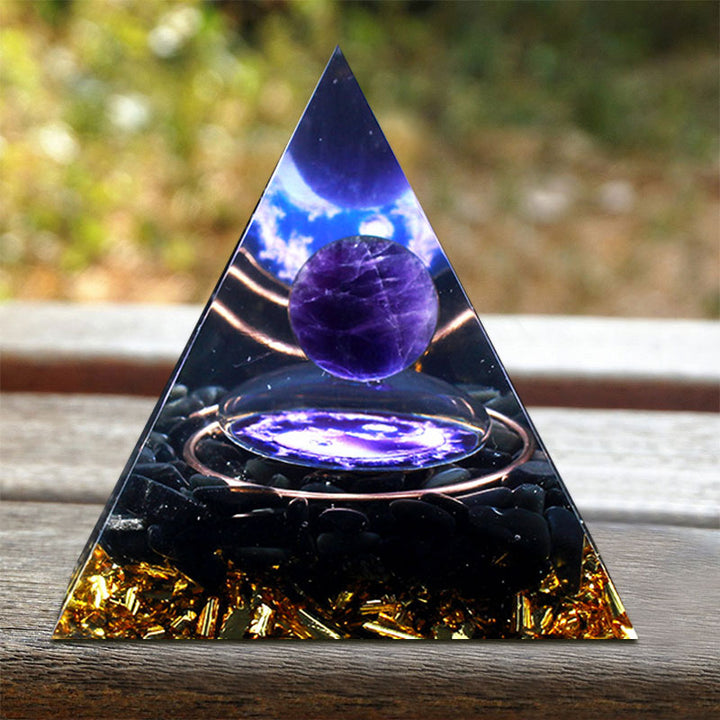 Olivenorma Black Tourmaline Amethyst Orgone Pyramid - 10*10cm - YES PLEASE $8 - image 0