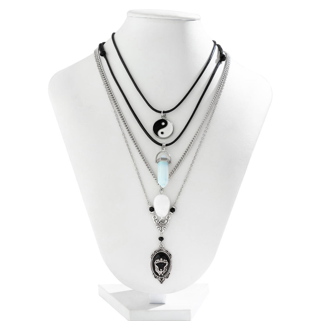 Olivenorma Opalite White Jade Bat Pendant Halloween Necklace Set - image 4