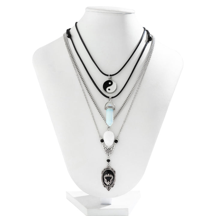 Olivenorma Opalite White Jade Bat Pendant Halloween Necklace Set - image 4