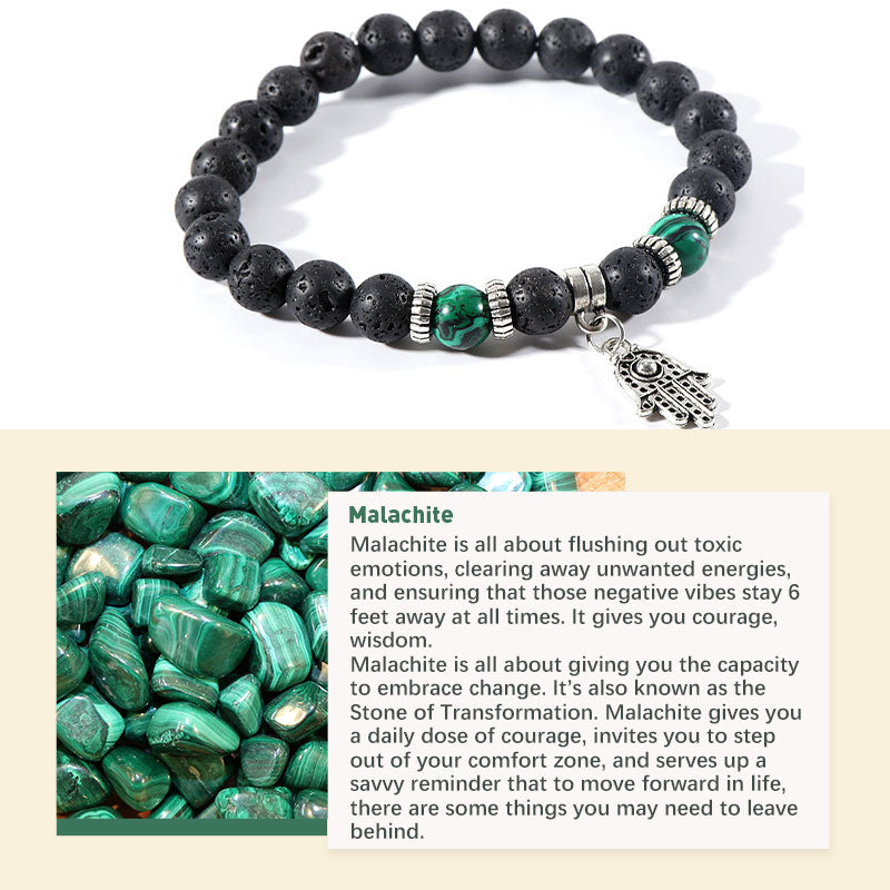 Malachite Tiger Eye Lava Stone Bracelet - Malachite - image 1