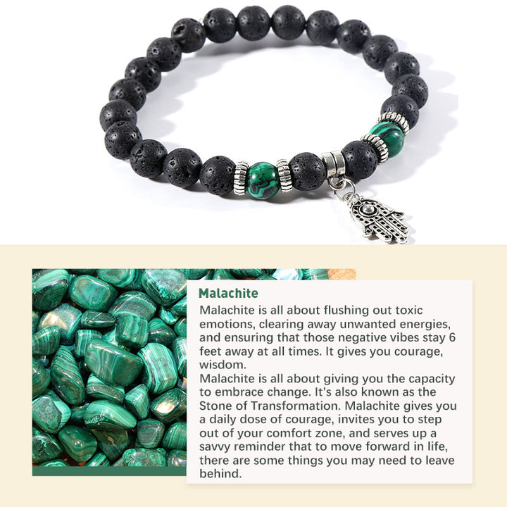 Malachite Tiger Eye Lava Stone Bracelet - Malachite - image 1