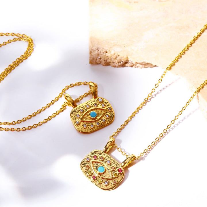Olivenorma Evil Eye Copper Gold Plated Zircon Necklace - image 0