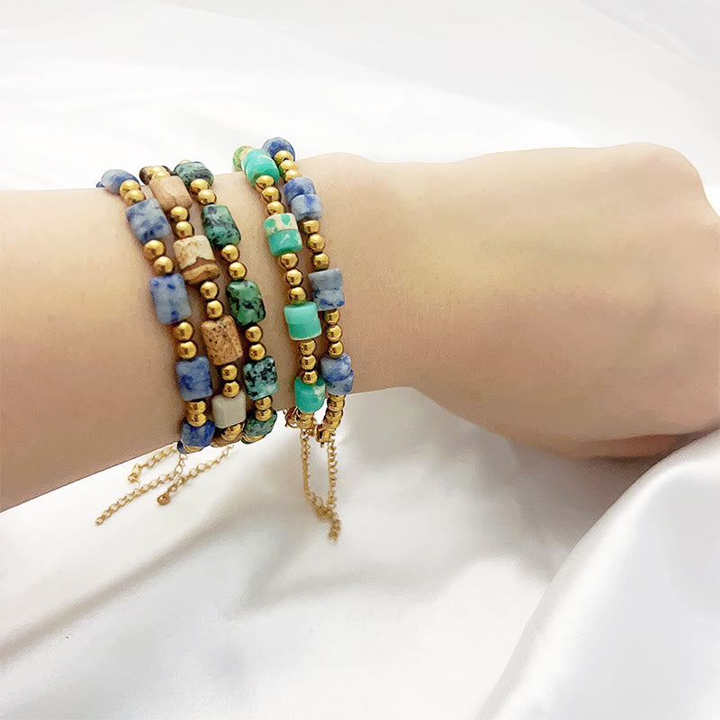Olivenorma Bohemian Ethnic Stone Column Beaded Bracelet - image 1