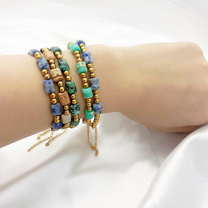 Olivenorma Bohemian Ethnic Stone Column Beaded Bracelet - image 1