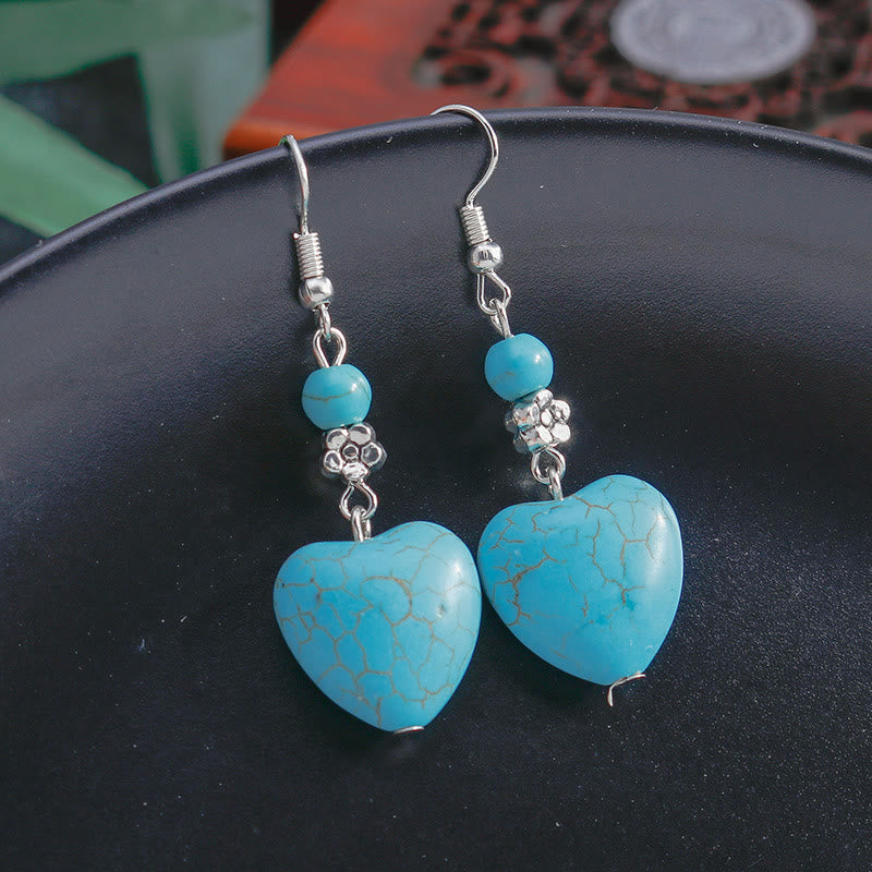 Olivenorma Turquoise Heart Drop Earrings - image 3