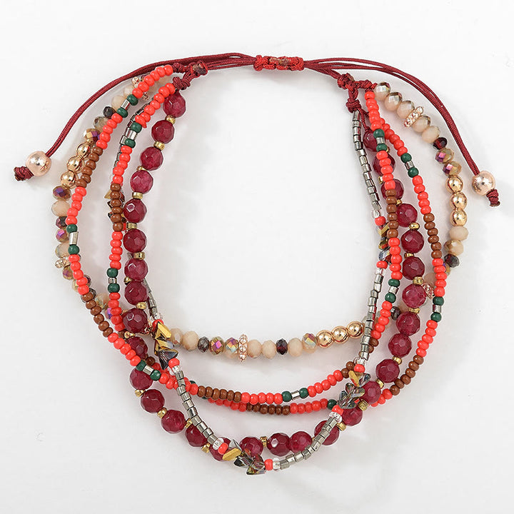 Olivenorma Round Beaded Vacation Bohemian Bracelets - Garnet - image 8