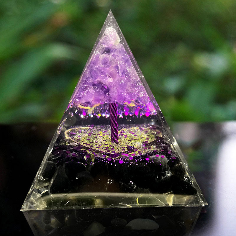 Olivenorma Amethyst Sphere With Obsidian Orgone Pyramid - image 2