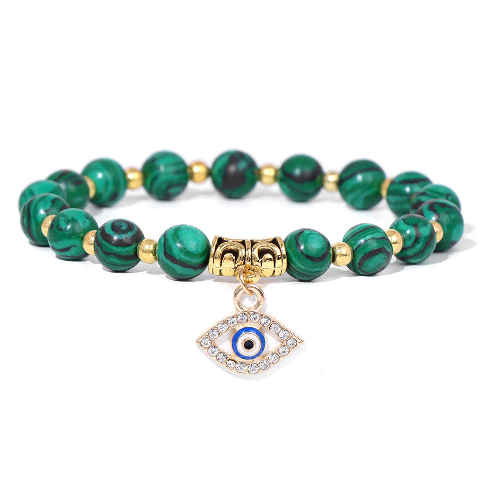 Olivenorma Natural Stone Beaded Evil Eye Pendant Bracelet - Malachite - image 28