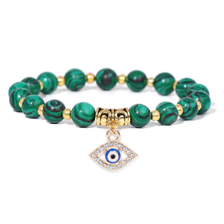 Olivenorma Natural Stone Beaded Evil Eye Pendant Bracelet - Malachite - image 28