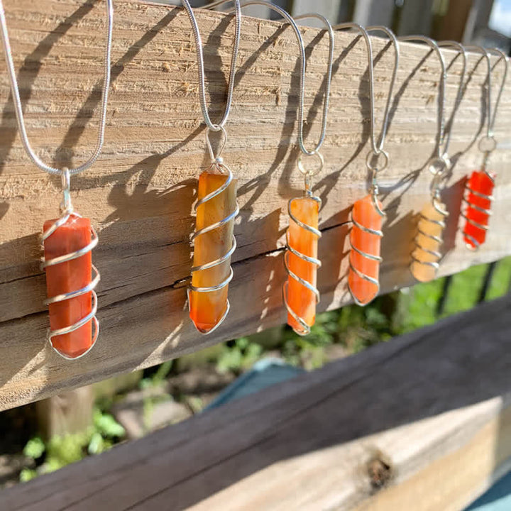 Olivenorma Carnelian Hexagonal Prism Bullet Head Crystal Necklace - image 9