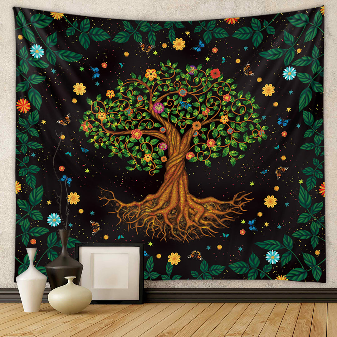 Olivenorma Tree of Life Wall Hanging Mandala Colorful Tapestry - 180*230cm - Flannel - Tree of Life & Colorful Flowers - image 9