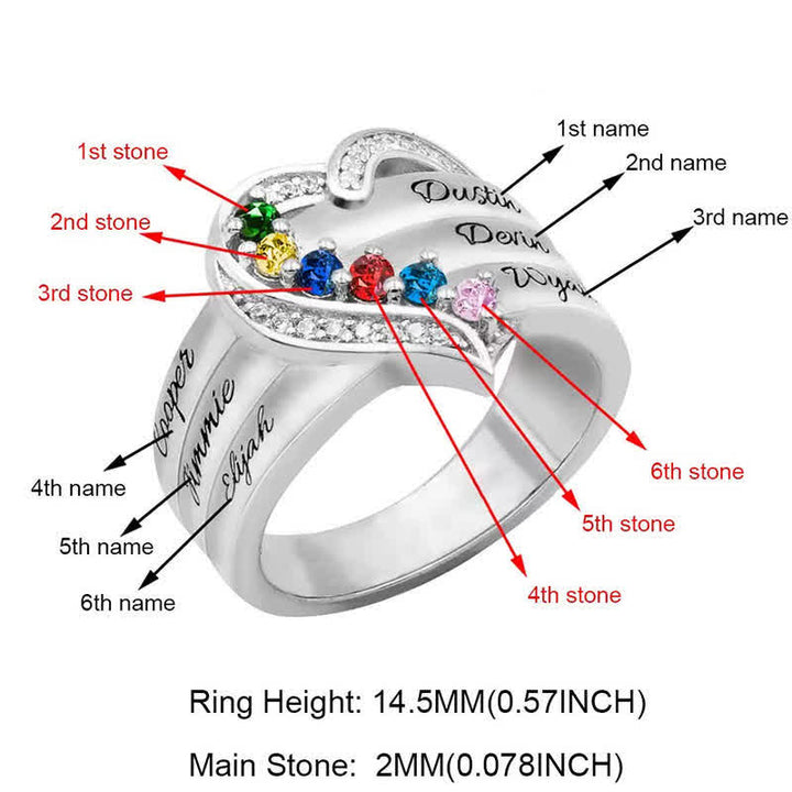 Olivenorma Creative Heart Personalized and Engraved Birthstones Ring - image 10