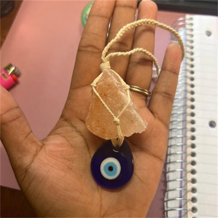 Olivenorma Rose Quartz Original Stone Evil Eye Car Ornament - image 4
