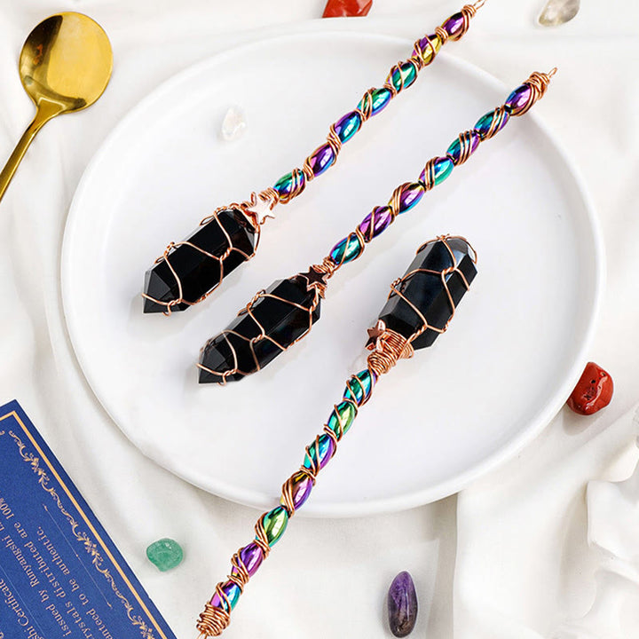 Olivenorma Obsidian Gold Wire Winding Magic Crystal Wands - image 3