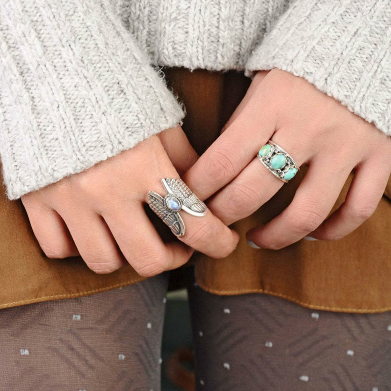 Olivenorma Angel Wings Moonstone Feather Ring - image 2