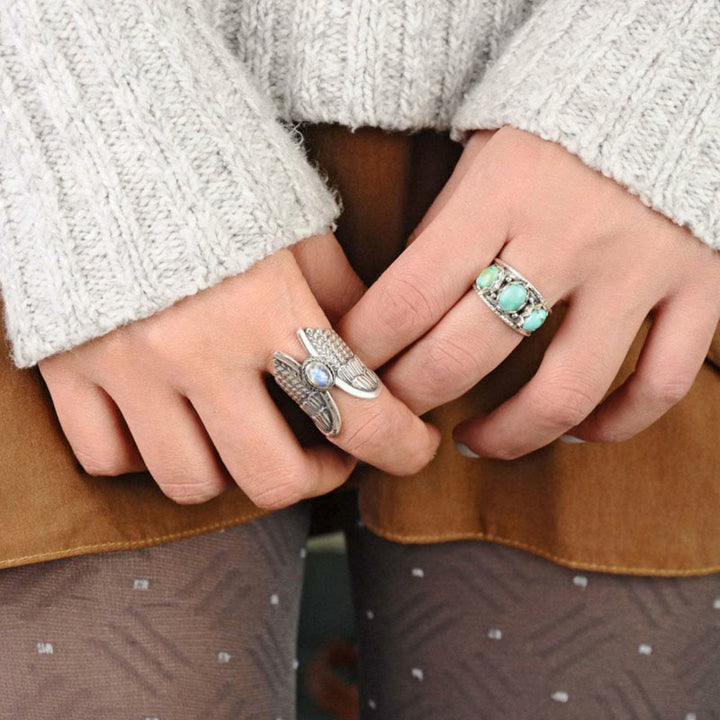 Olivenorma Angel Wings Moonstone Feather Ring - image 2