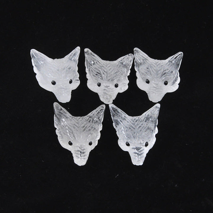 Olivenorma Spirit Guardian Wolf Head Crystal Carving Gemstone Decoration - Clear Crystal - With Card - image 3