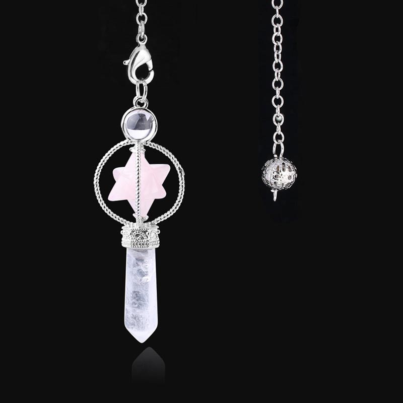 Natural Crystal Stone Pendulum - Pink Crystal - image 3