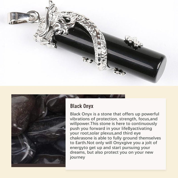 Olivenorma Crystal Natural Stone Exquisite Pendant - Black Onyx - image 2