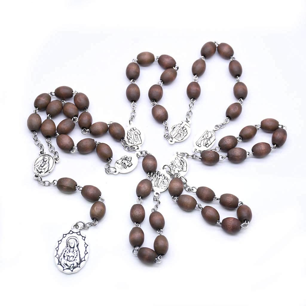 Olivenorma Wood Beads Catholic Rosary Chain Jewelry Necklace - Necklace - image 0