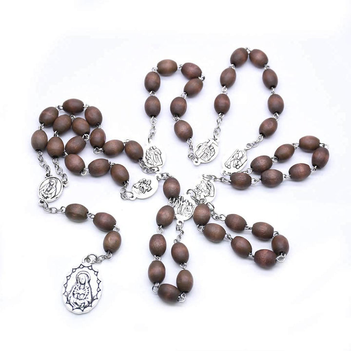 Olivenorma Wood Beads Catholic Rosary Chain Jewelry Necklace - Necklace - image 0