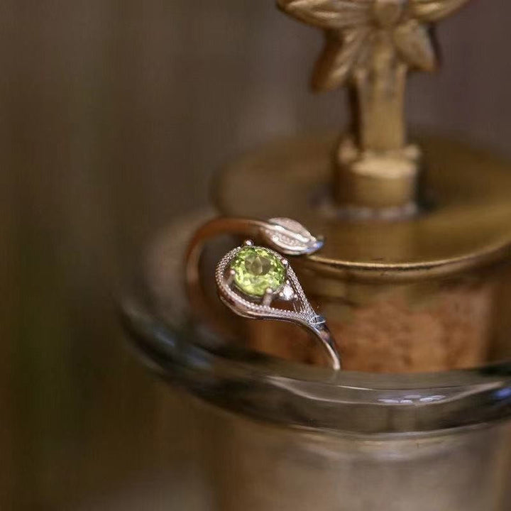 Olivenorma Vintage Delicate Peridot Leaf Ring - image 2