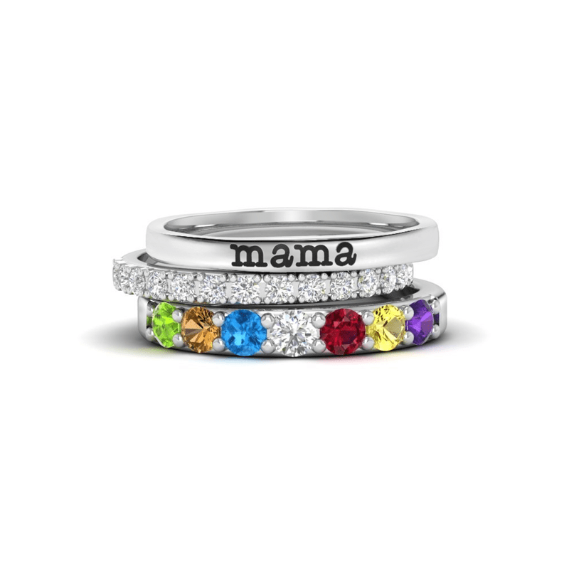 Olivenorma Custom Gift Birthstone With Zircon 3 - Piece Ring Set - 11 - 7 Birthstones - YES PLEASE - image 10
