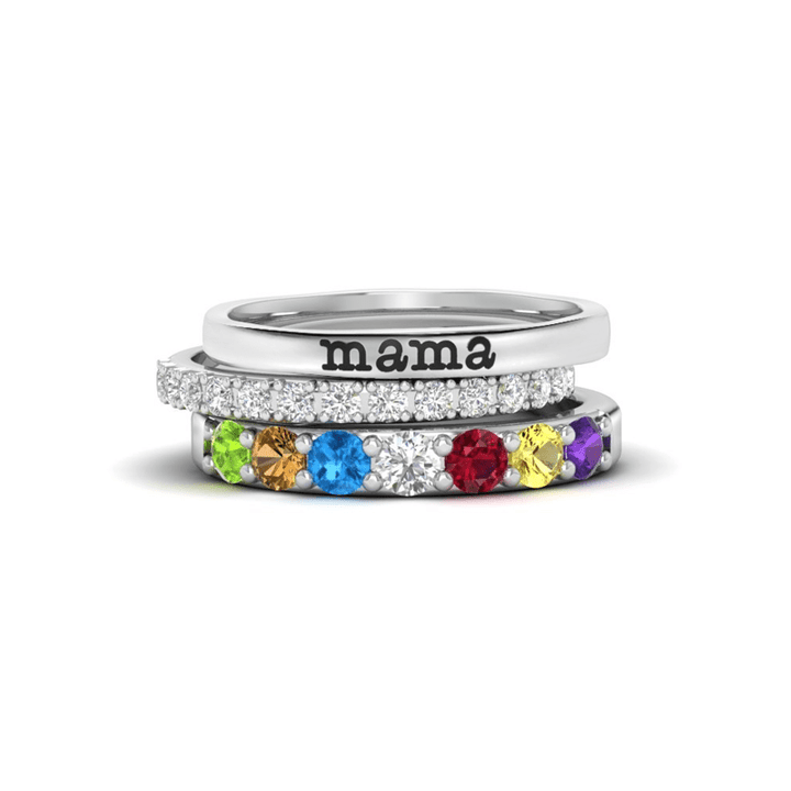 Olivenorma Custom Gift Birthstone With Zircon 3 - Piece Ring Set - 11 - 7 Birthstones - YES PLEASE - image 10