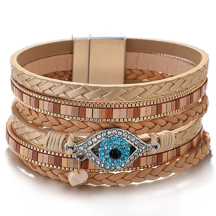 Olivenorma White Zircon Paraiba Tourmaline Evil Eye Bracelet - image 7