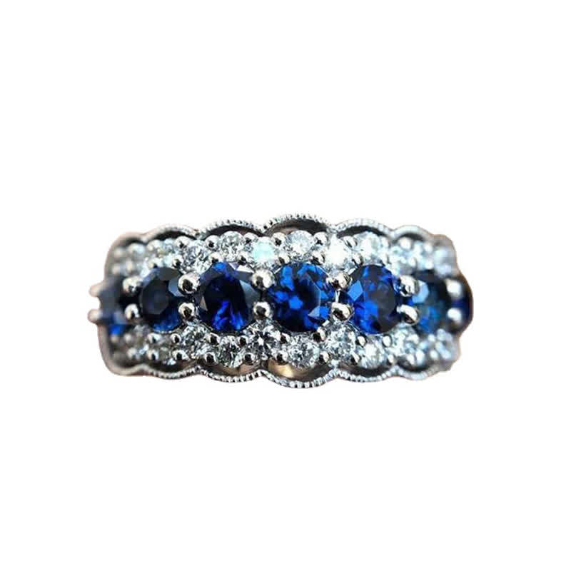 Olivenorma Creative Hollow Sapphire Blue Zircon Ring - Sapphire#4 - 10 - image 10
